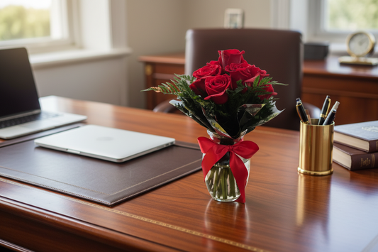 Half Dozen Red Roses in Classic Vase