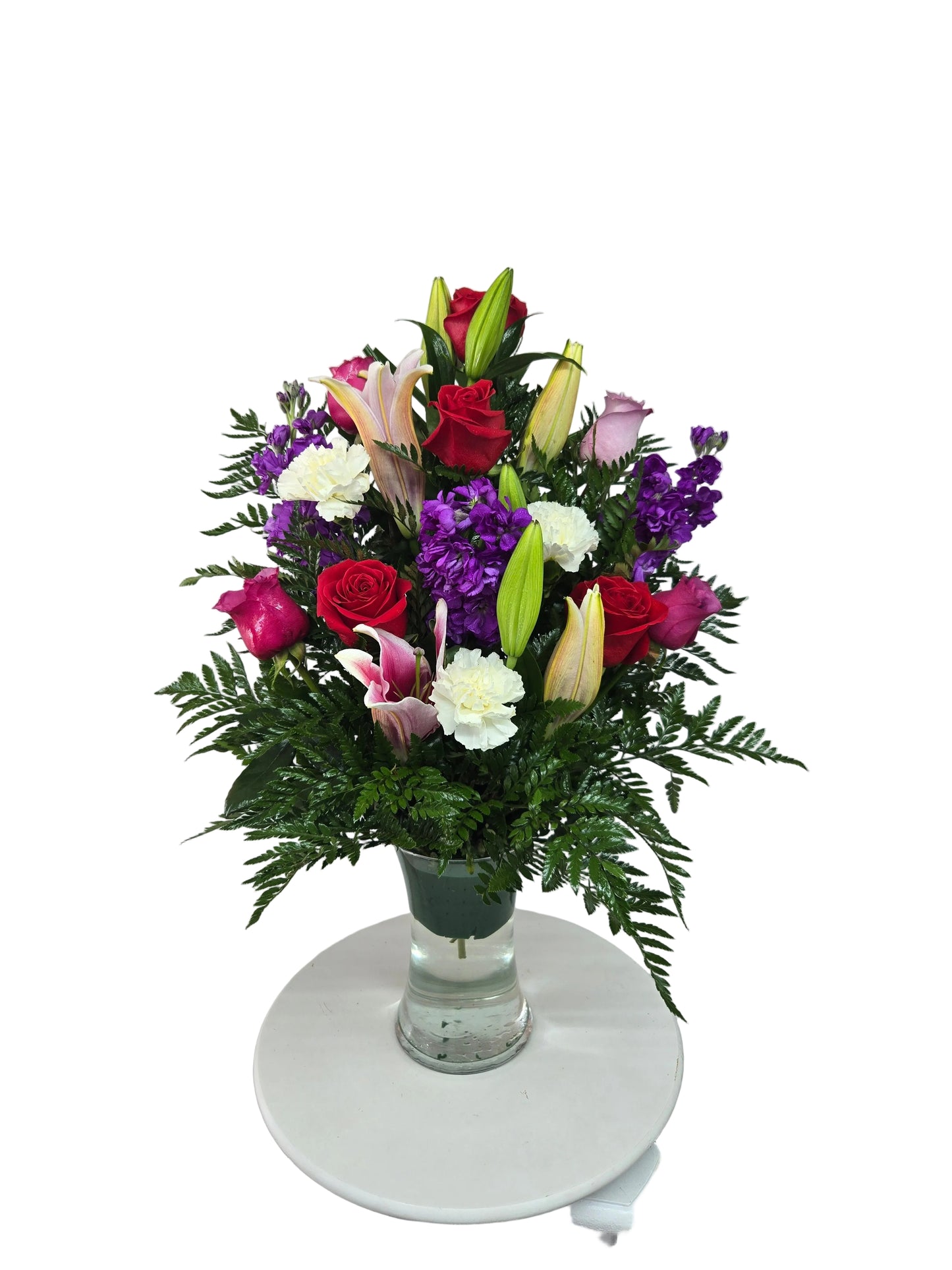 Bright Celebration Flower Arrangement in Glass Vase | Same-Day Delivery Houston