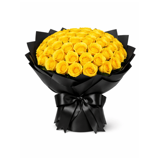 75 yellow rose buchon bouquet for Houston flower delivery