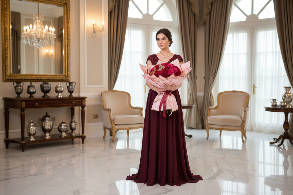 Luxury red and pink rose bouquet with elegant wrap for Houston flower delivery
