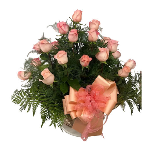 Blush Pink Rose Basket Arrangement