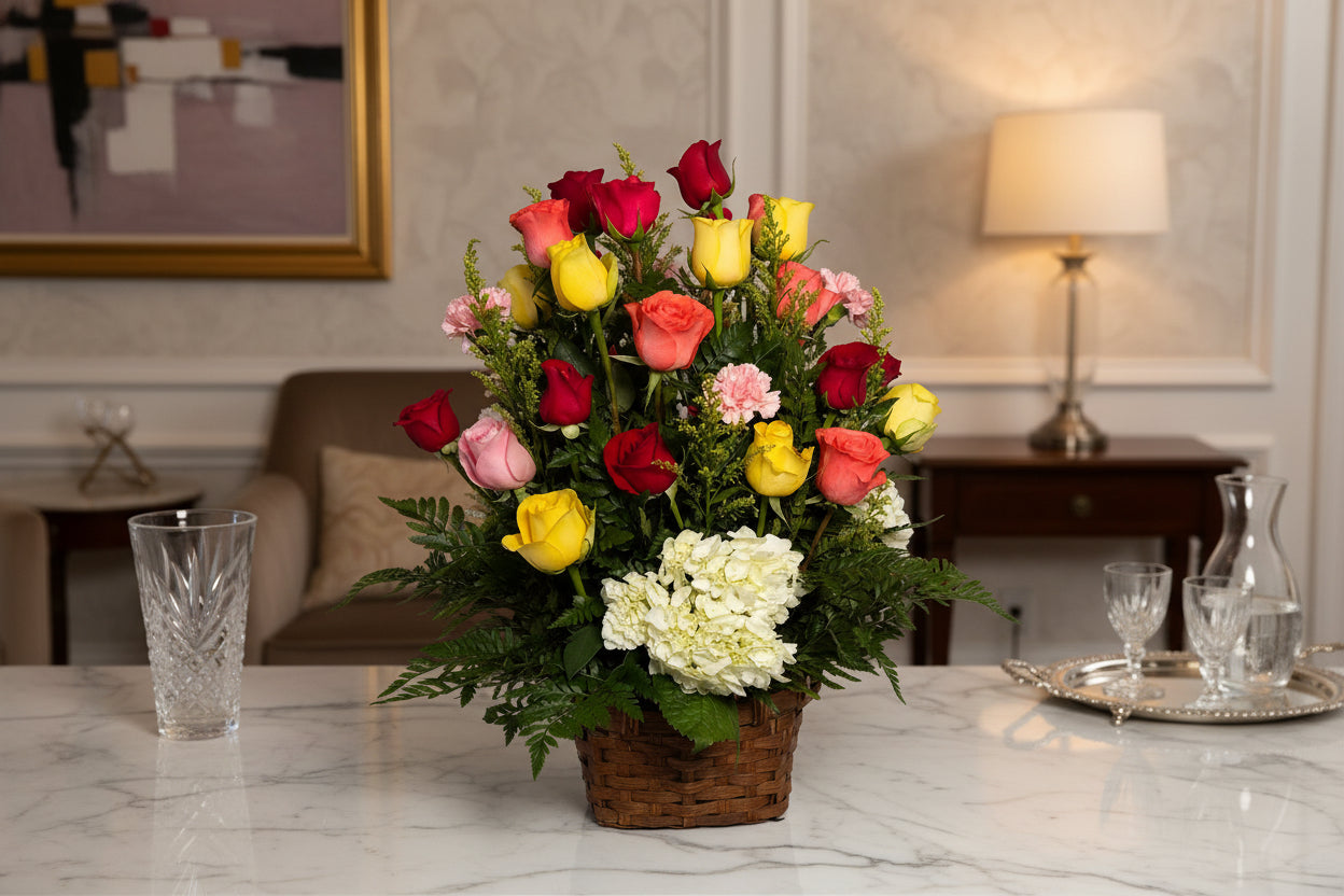 rose-hydrangea-flower-basket-houston