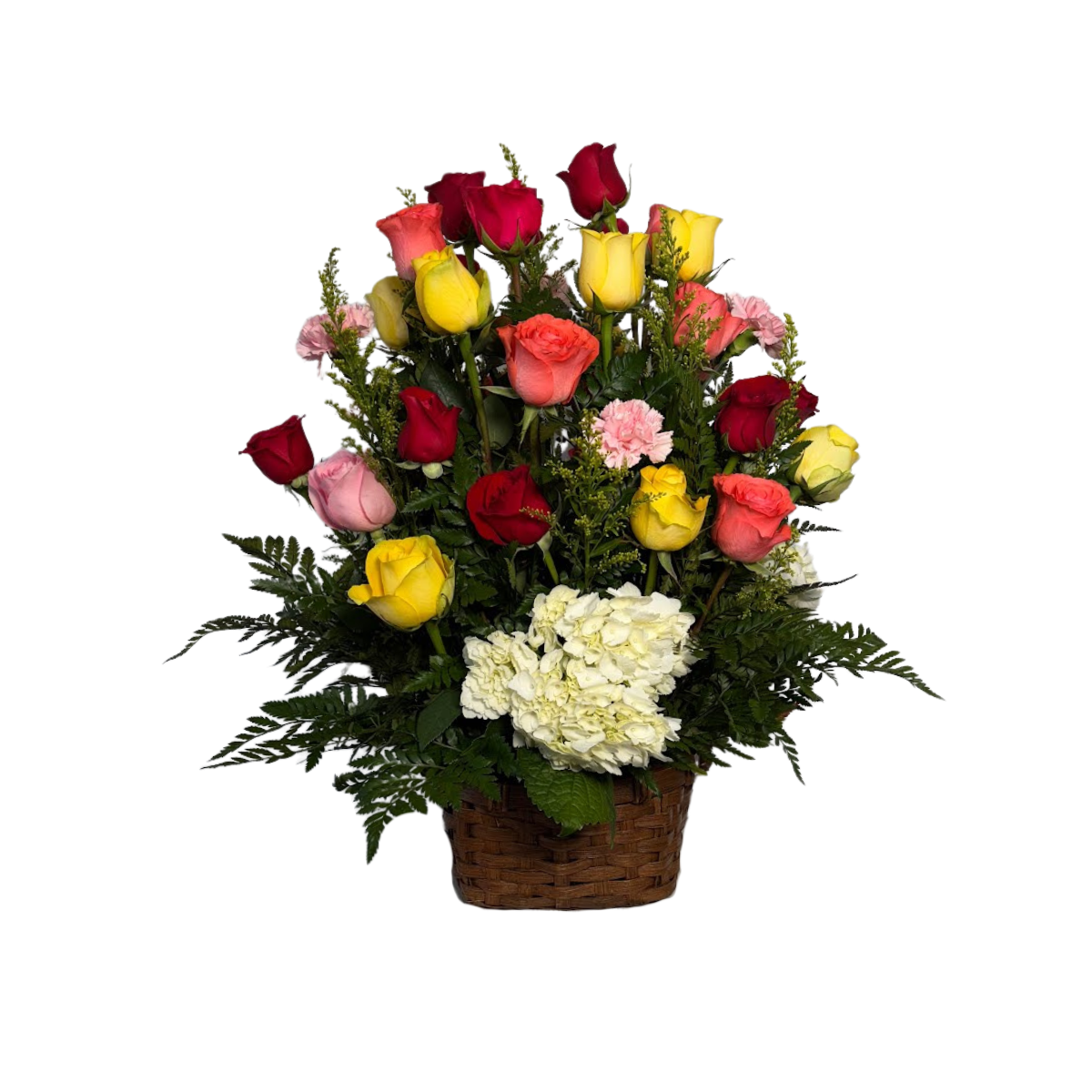 mixed-rose-basket-arrangement-houston