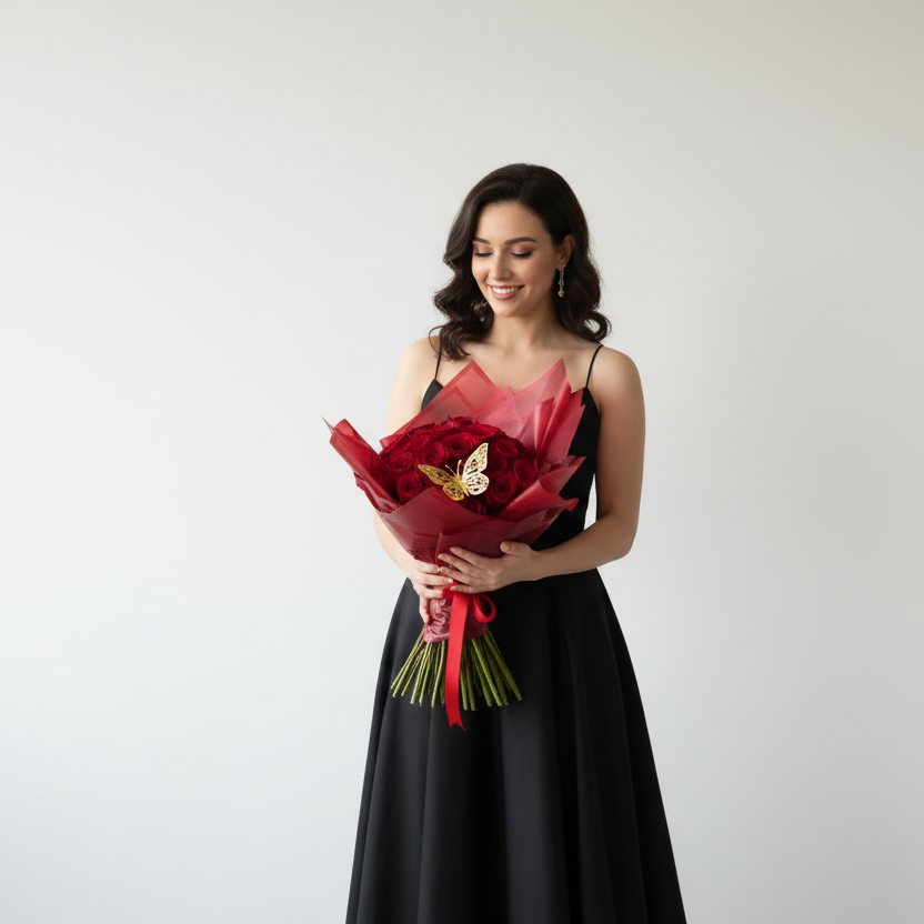 Premium red rose bouquet with luxury wrap for Houston flower delivery