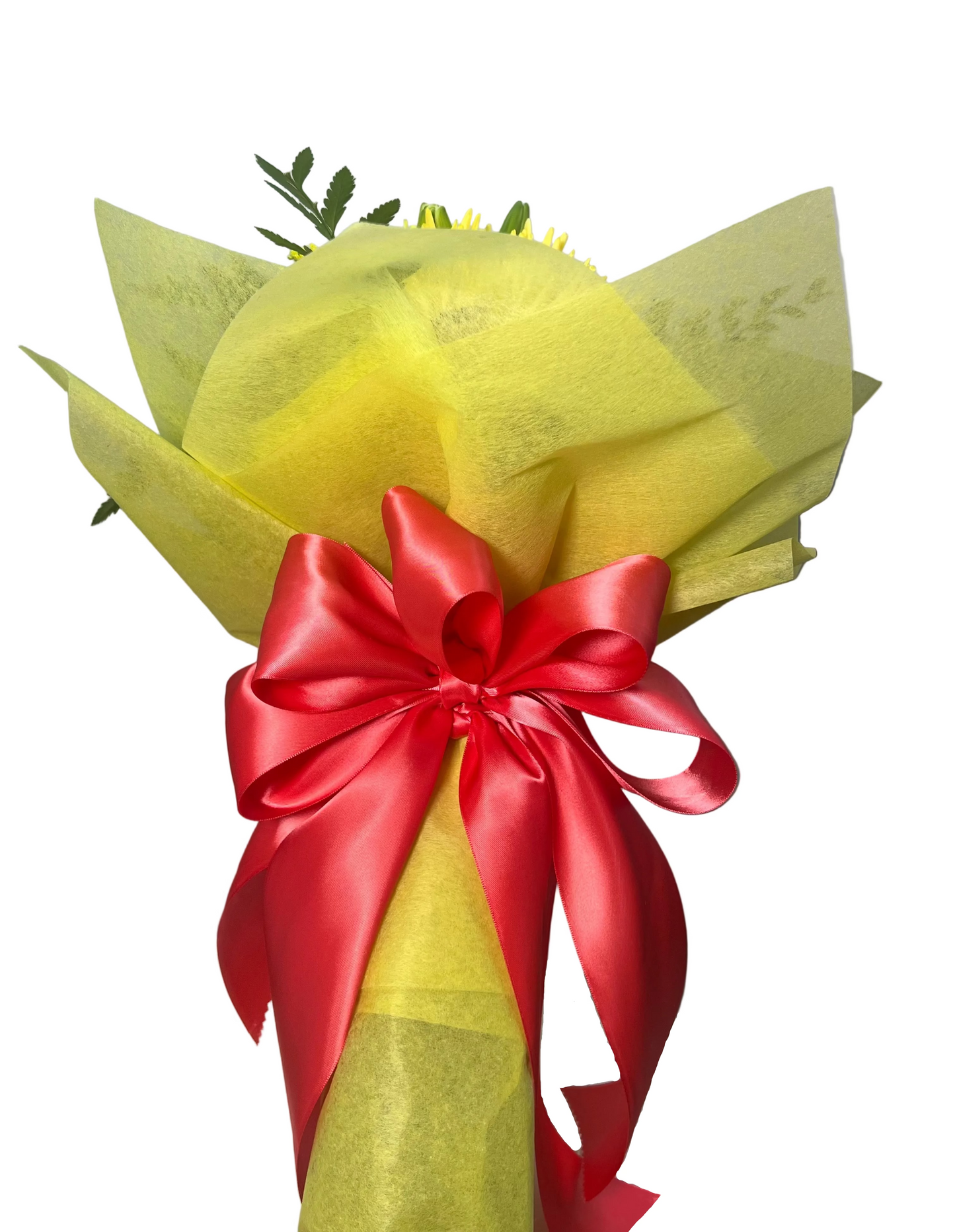 Wrapped yellow bouquet for birthdays, friendship, and get well flower delivery in Houston