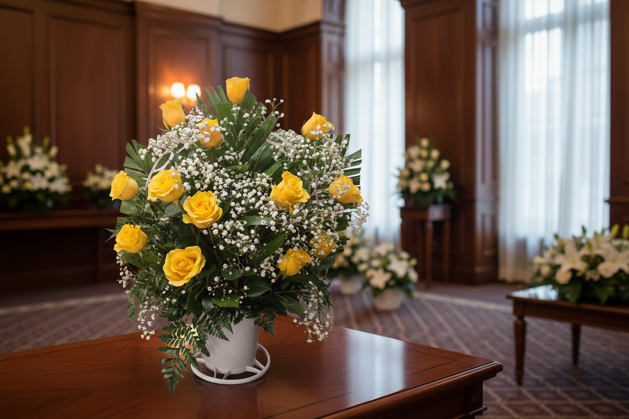 Yellow Rose Remembrance Arrangement